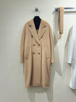 Manteau long décontracté en laine et cachemire pour femme, double boutonnage, col à revers, coupe-vent, épais, teint uni, pour l'hiver