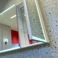 Kustom 3 pintu kamar mandi Aluminium kabinet penyimpanan cermin Defogger obat pintar lemari cermin kamar mandi