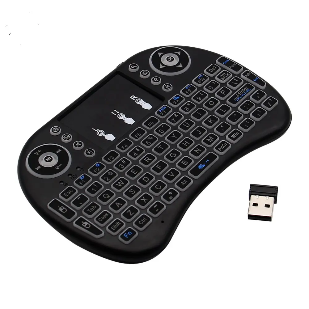 3 color Backlit i8 Mini Wireless Keyboard 2.4ghz English Air Mouse with Touchpad for Laptop TV Android TV Box