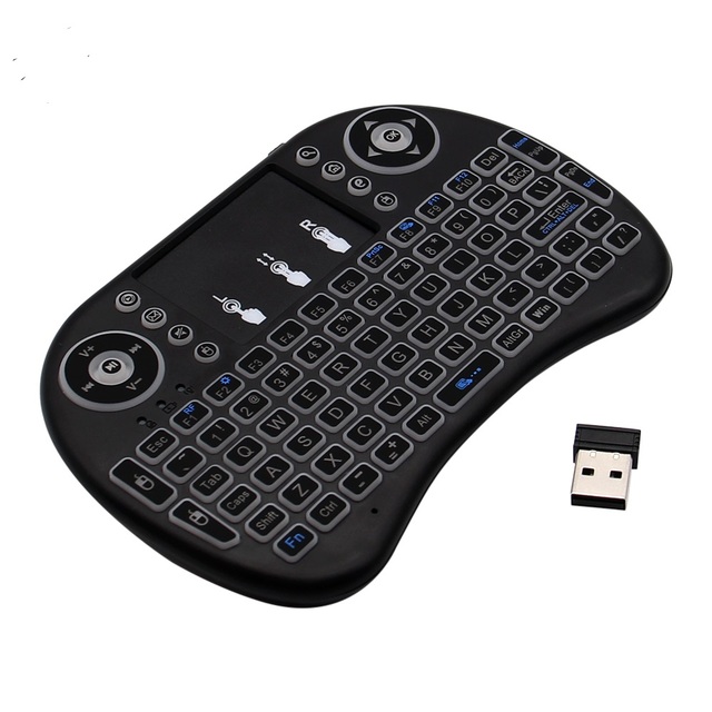 New 3 Color Backlit I8 Mini Wireless Keyboard 2.4GHz with Touchpad English Air Mouse & AAA Battery for Laptop/TV/Android TV Box