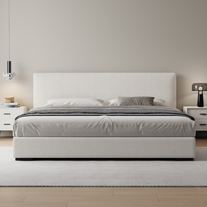 Juego de <span class=keywords><strong>Cama</strong></span> Moderno Italiano Minimalista con Plataforma de Madera y Tapicería de Lana de Cordero, Mesa de Noche, Garantía de 3 Años para Hotel, Apartamento, Dormitorio - Product Image 2