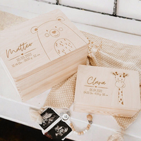 Boîte à souvenirs pour bébé en bois personnalisée avec nom, cadeau de naissance, cadeau de baptême, cadeau de Noël pour bébé fille ou garçon