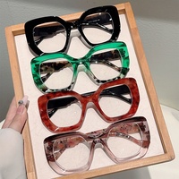 Lunettes de vue œil-de-chat à monture large imprimé léopard, style européen et américain, tendance et sexy pour femme