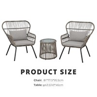 Offre Spéciale : Ensemble de Mobilier de Jardin Moderne et Confortable 3 Pièces en Rotin PE avec Chaises et Table Basse, Idéal pour l'Hôtellerie