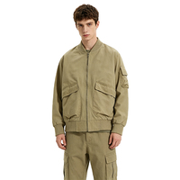 Blouson Bomber Rétro MA-1 en Coton Pur, Poids Standard, Fermeture Éclair Décontractée, Effet Délavé et Usé, Coupe Ample, Style Streetwear et Workwear