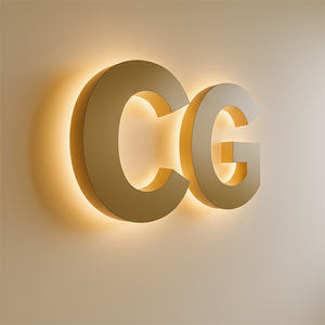 Enseigne publicitaire KONCEPT personnalisée en acier inoxydable et acrylique, étanche, fixe, pour extérieur, avec lettres et logo LED - Product Image 1