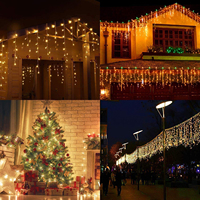 Guirnalda de Luces LED de 400 LED, 10 Metros, Alta Luminosidad, Color Blanco Cálido, DC24V, IP65, 8 Modos, Control Remoto, para Exteriores, Navidad, Aleros