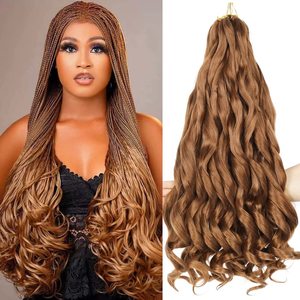 Vente en gros à bas prix – Cheveux synthétiques ondulés au crochet de 24 pouces, 150g, résistants à la chaleur, pour tresses françaises - Product Image 1
