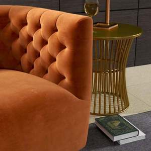 Silla Giratoria Moderna Delaney de Terciopelo Naranja Quemado - Duradera y Portátil para Sala de Estar, Dormitorio, Comedor y Hotel - Product Image 5