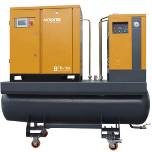 Compresor de Aire de Tornillo Súper Silencioso de 7.5 kW, 10 HP, 4 en 1, 13 Bares, 80 Galones, Monofásico, Refrigerado por Aire, Secador de Tanque Estacionario - Product Image 1