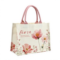 Sac fourre-tout pliable en toile florale, personnalisable, sac cadeau haut de gamme, publicité tridimensionnelle, promotionnel, grande capacité