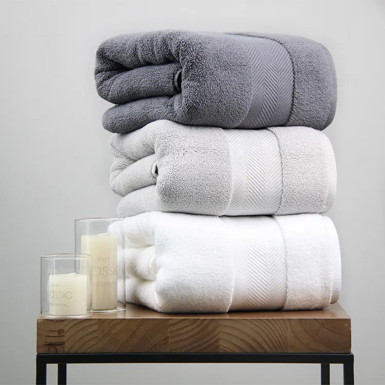 Toalha de banho luxuosa e confortável de algodão, zero torção, 500gsm