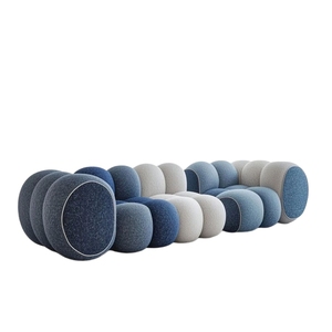 Canapé modulaire moderne en tissu rembourré avec accoudoirs en pierre et coussins rembourrés en éponge pour appartement et hôtel - Product Image 6