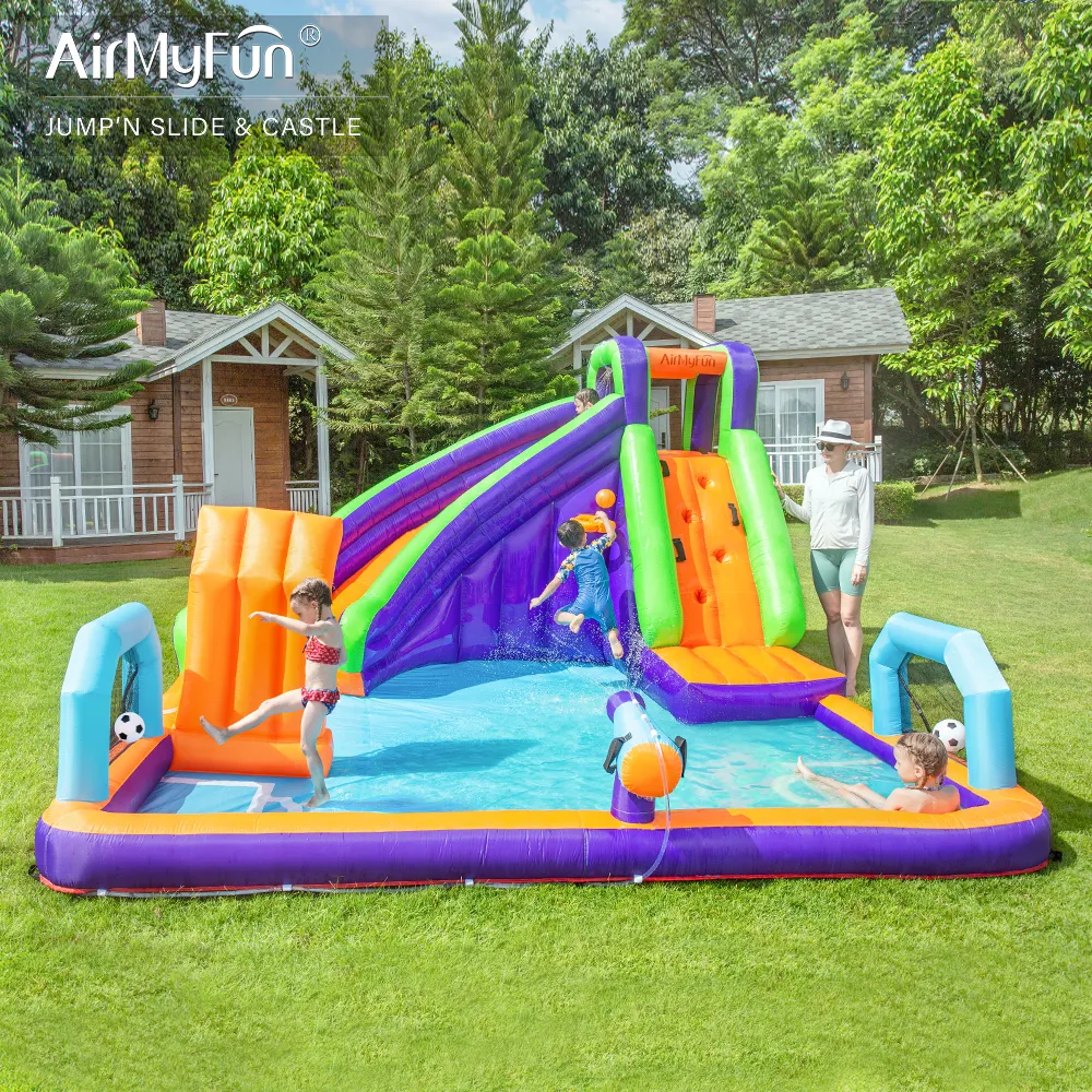 AirMyFun מכירה לוהטת בית להקפיץ מתנפח מים שקופיות קפיצות קופצני טירה עם בריכת ילדים מסיבת מים משחק משפחת צעצוע