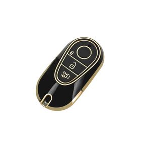 Couverture de clé de voiture intelligente à 3 boutons Coque de clé en TPU Gold Edge Protection complète adaptée à la vente en gros d'usine de Mercedes Benz - Product Image 1