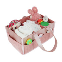 Sac fourre-tout organisateur en tissu velours côtelé pour couches bébé de grande capacité avec 8 poches