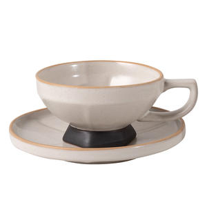 Juego de taza y platillo de cerámica Chaozhou, redondo, de color sólido, para té de la tarde - Product Image 3