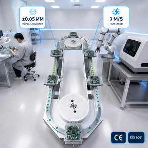 Trasportatori a Nastro Industriali con Sistema di Guida Rettangolare, Circuiti Ovali, Trasmissione a Cinghia Sincrona, Capacità di Carico 30kg per Automazione - Product Image 1