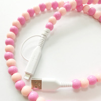 Câble de charge double 2-en-1 USB Type-C perlé rose et rouge de marque YuAn, nouvelle collection, vente chaude, pour charge rapide de téléphone