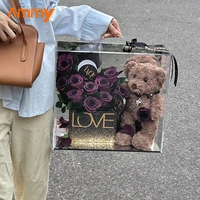 Kotak Bunga Abadi AM-PFE75 Ammy 2025, Hadiah Hari Valentine & Tahun Baru, Mawar Awet, Boneka Beruang, Akrilik Taman, Terbaik