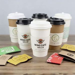 Logo personnalisé sur papier pour café, manchon de gobelet en papier avec impression - Product Image 5