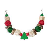 Jouet à bascule pour perroquet en bois de pomme écologique Golden Bear avec décoration de sapin de Noël pour oiseaux