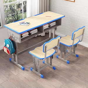 Sillas de escritorio dobles de madera modernas para estudiantes de primaria y secundaria, mesa de estudio de matrícula para niños, mesa de aula - Product Image 5