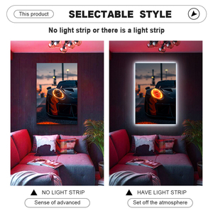 Decorazione Murale Moderna con Luce LED in Acrilico, Stampa Artistica di Auto da Corsa <span class=keywords><strong>e</strong></span> Auto Sportive - Product Image 4