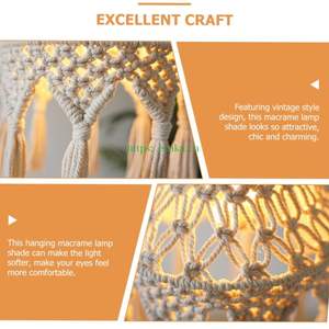 Abat-jour en macramé fait main bohème au design unique, respirant, en tissu uni, pour la décoration intérieure, accessoires de salon, vente chaude au Vietnam - Product Image 2
