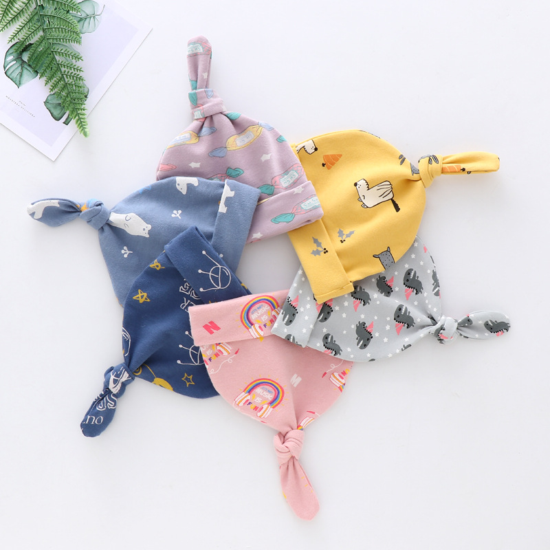Baby Knotted Hat зимняя обувь, 0-6 месяцев, Одежда для новорожденных, детский головной убор, кепка бейсболка из хлопка теплая шапка