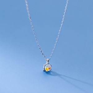 Temperament <b>Sterling</b> <b>Silver</b> <b>Necklace</b> 925 Female Fair Maiden Synthesis Coloured Glaze Pendant <b>Necklace</b> - Product Image 2