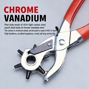 <span class=keywords><strong>Pince</strong></span> perforatrice <span class=keywords><strong>manuelle</strong></span> en acier robuste de 9 pouces pour trous de ceinture, 6 tailles, avec perforateur de cuir, métrique, personnalisable OEM, DIY - Product Image 4