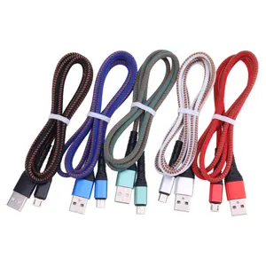 Nylon 1m Type C Data Cable Micro USB Cables Fast Charger Charging Cord Line For iPhone Huawei Samsung Mobile Phone