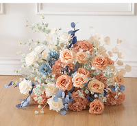 Gapura Pernikahan Gaya Eropa Buatan Tangan Baru, Hiasan Lantai dengan Bunga Mawar dan Hydrangea Sutra Buatan, Latar Belakang untuk Sambutan Tamu