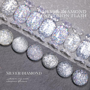 9 colores reflectante diamante plata Disco UV Gel polaco Kit Flash resina y 15ml brillo Gel Set para Nail Art - Product Image 5