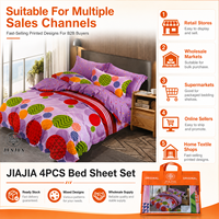 Vente en Gros Jiajia, Ensemble de Draps King Size 100 % Coton, 3 Pièces (Deux Draps et Deux Taies d'Oreiller)