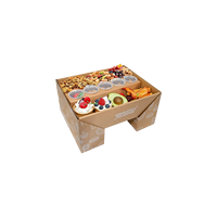 Caja Kraft Personalizable Ranurada con Laminado Mate, Materiales Reciclados, para Fiestas, Picoteo, Apilable, Grado Alimenticio, Fiambrera para Llevar, Delicatessen