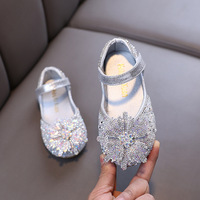 Chaussures en cuir PU à strass pour filles, chaussures de princesse pour tout-petits, chaussures à semelle souple pour mariage, fête, danse, usage quotidien, automne