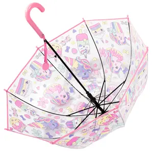 أطفال الكرتون البلاستيك أبولو مظلة واضحة بك يونيكورن مظلات الحيوانات الطباعة شفافة مظلة هدية مستقيم