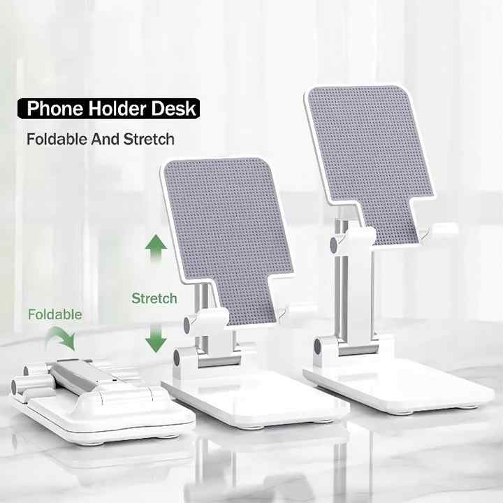 Foldable Phone Stand For Desk-Upgraded Adjustable Portable Cell Phone Holder Cradle Desktop Dock Compatible With (4.7-12.9") IPad, Ipad Pro 12.9, Air Mini 4, IPhone, Kindle, Switch, Black