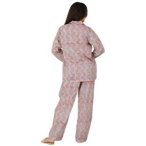 Ladies Floral Printed Cotton Night Suit Long Sleeve Woven Shirt and <b>Pants</b> Comfortable Soft Summer Pajama Set for Women - Product Image 6