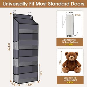 Over The Door Organizer <b>Storage</b> 33x15x85cm With Clear Windows Multifunctional Hanging <b>Rack</b> For Behind Door Use - Product Image 2