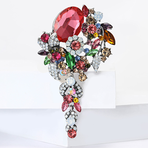 Broche largo de borla de moda para mujer con diamantes de imitación broche de cristal grande exagerado para mujer joyería de ropa de flores - Product Image 2