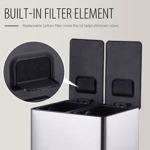 Stainless Steel <strong>Dual</strong> Compartment Foot <strong>Pedal</strong> Trash <strong>Bin</strong> for Easy Waste Separation - Product Image 4