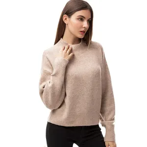 Pull femme ample, classique, col fantaisie, élastique, manchette, coupe ample, vêtement épais, en laine cachemire, confortable