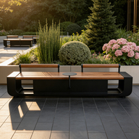 Banc de parc créatif pour loisirs en plein air - Construction en acier inoxydable et bois massif pour l'aménagement paysager des parcs