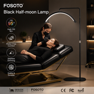 Lámpara de pie LED FOSOTO de media luna <span class=keywords><strong>para</strong></span> spa, extensión de <span class=keywords><strong>pestañas</strong></span>, con soporte <span class=keywords><strong>para</strong></span> teléfono, regulable, <span class=keywords><strong>para</strong></span> salón, venta al por mayor, OEM, de fábrica - Product Image 2