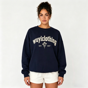 Sweat-shirt à col rond personnalisé en coton de haute qualité pour femme et unisexe, motif botanique vintage, coupe ample et oversize, pull à capuche - Product Image 1