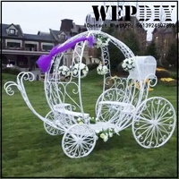 Décoration de mariage : Sculpture de chariot de citrouille en fer forgé, cerf Sika creux, cheval, chariot de citrouille, style mariage, décoration de jardin