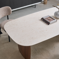 Table à manger contemporaine en bois massif avec plateau en marbre moderne, base en noyer, mobilier de maison, 6 places, pour salle à manger, hôtel